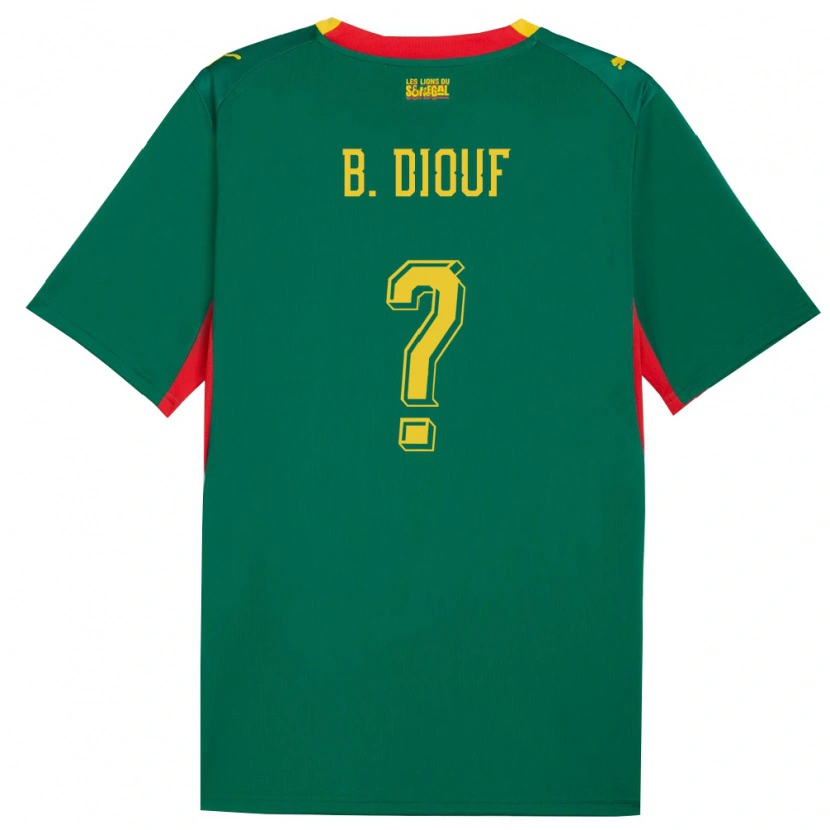 Danxen Hombre Camiseta Senegal El Hadji Bilal Diouf #0 Verde Amarillo Rojo 2ª Equipación 26-28 La Camisa México