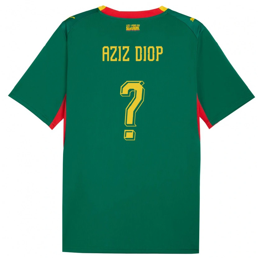 Danxen Hombre Camiseta Senegal Abdou Aziz Diop #0 Verde Amarillo Rojo 2ª Equipación 26-28 La Camisa México