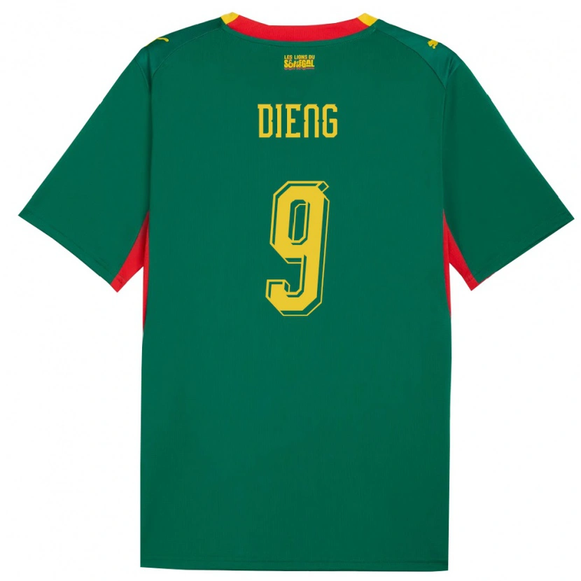 Danxen Hombre Camiseta Senegal Bamba Dieng #9 Verde Amarillo Rojo 2ª Equipación 26-28 La Camisa México