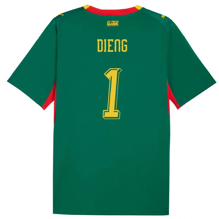 Danxen Hombre Camiseta Senegal Timothy Dieng #1 Verde Amarillo Rojo 2ª Equipación 26-28 La Camisa México