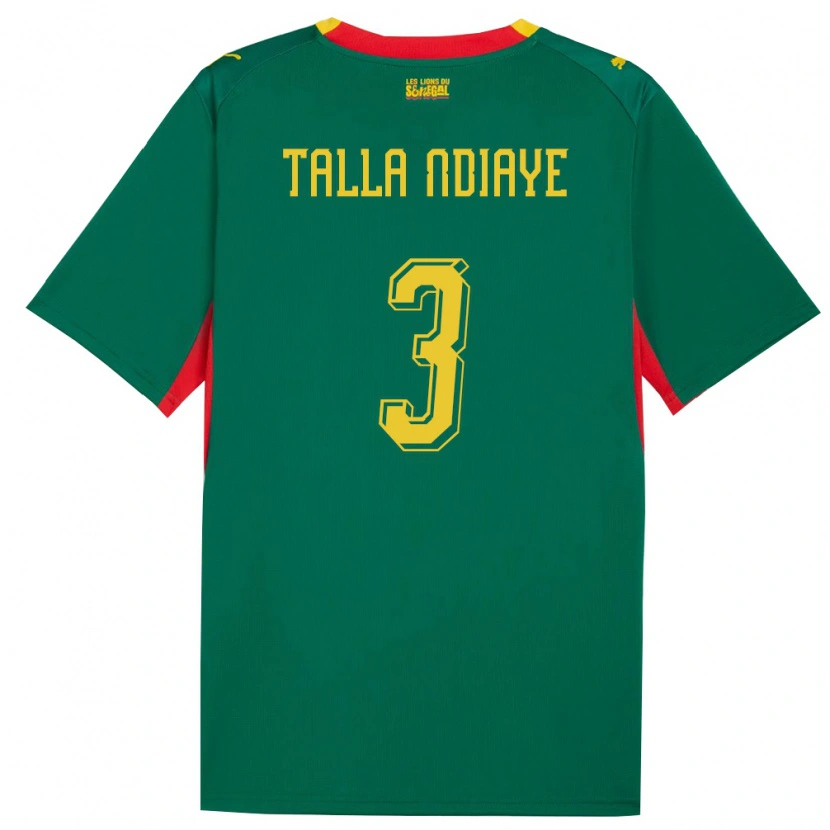 Danxen Hombre Camiseta Senegal Mor Talla Ndiaye #3 Verde Amarillo Rojo 2ª Equipación 26-28 La Camisa México