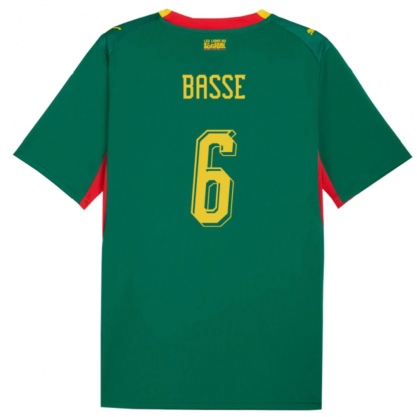 Danxen Hombre Camiseta Senegal Souleymane Basse #6 Verde Amarillo Rojo 2ª Equipación 26-28 La Camisa México