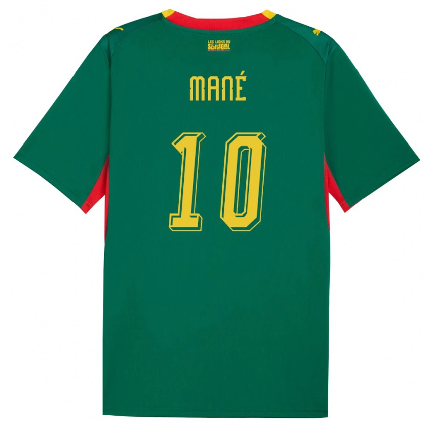 Danxen Hombre Camiseta Senegal Sadio Mané #10 Verde Amarillo Rojo 2ª Equipación 26-28 La Camisa México