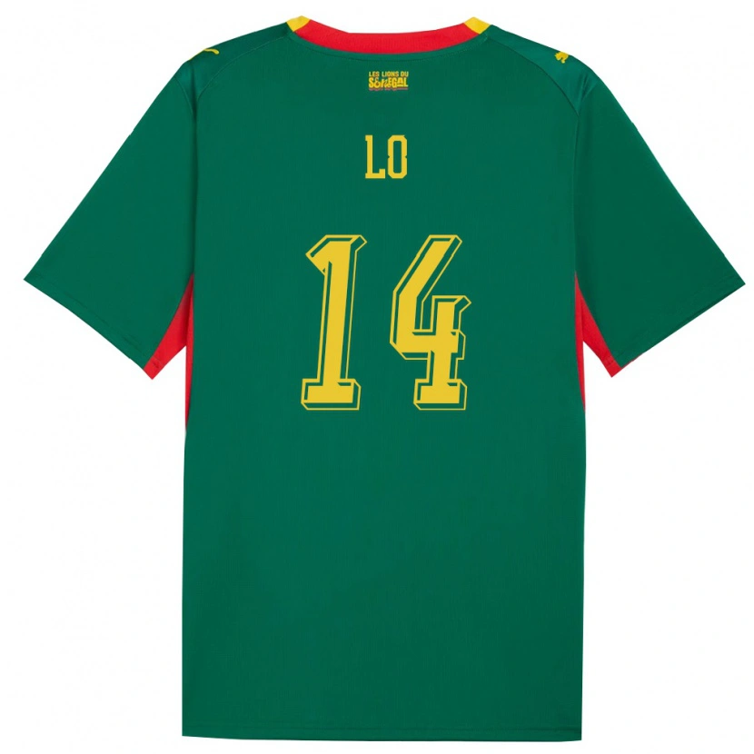 Danxen Hombre Camiseta Senegal Malick Lo #14 Verde Amarillo Rojo 2ª Equipación 26-28 La Camisa México