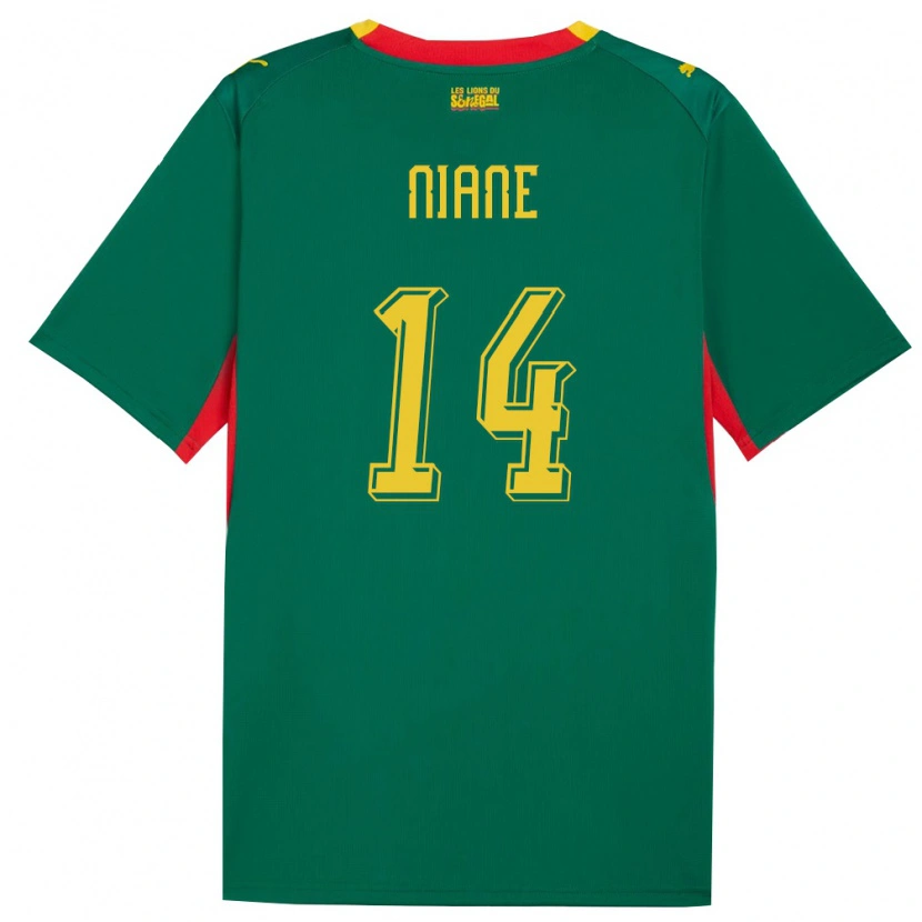 Danxen Hombre Camiseta Senegal Ibrahima Niane #14 Verde Amarillo Rojo 2ª Equipación 26-28 La Camisa México