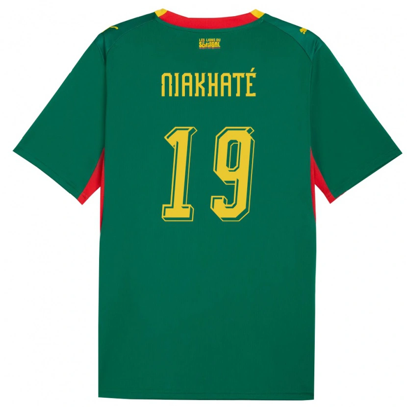 Danxen Hombre Camiseta Senegal Moussa Niakhaté #19 Verde Amarillo Rojo 2ª Equipación 26-28 La Camisa México