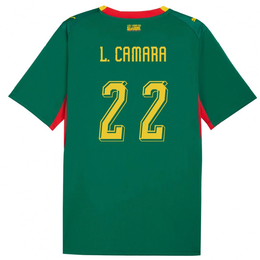Danxen Hombre Camiseta Senegal Mamadou Lamine Camara #22 Verde Amarillo Rojo 2ª Equipación 26-28 La Camisa México
