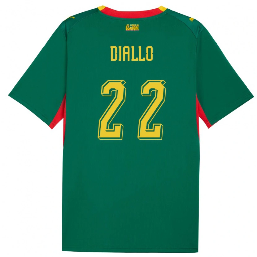 Danxen Hombre Camiseta Senegal Abdou Diallo #22 Verde Amarillo Rojo 2ª Equipación 26-28 La Camisa México