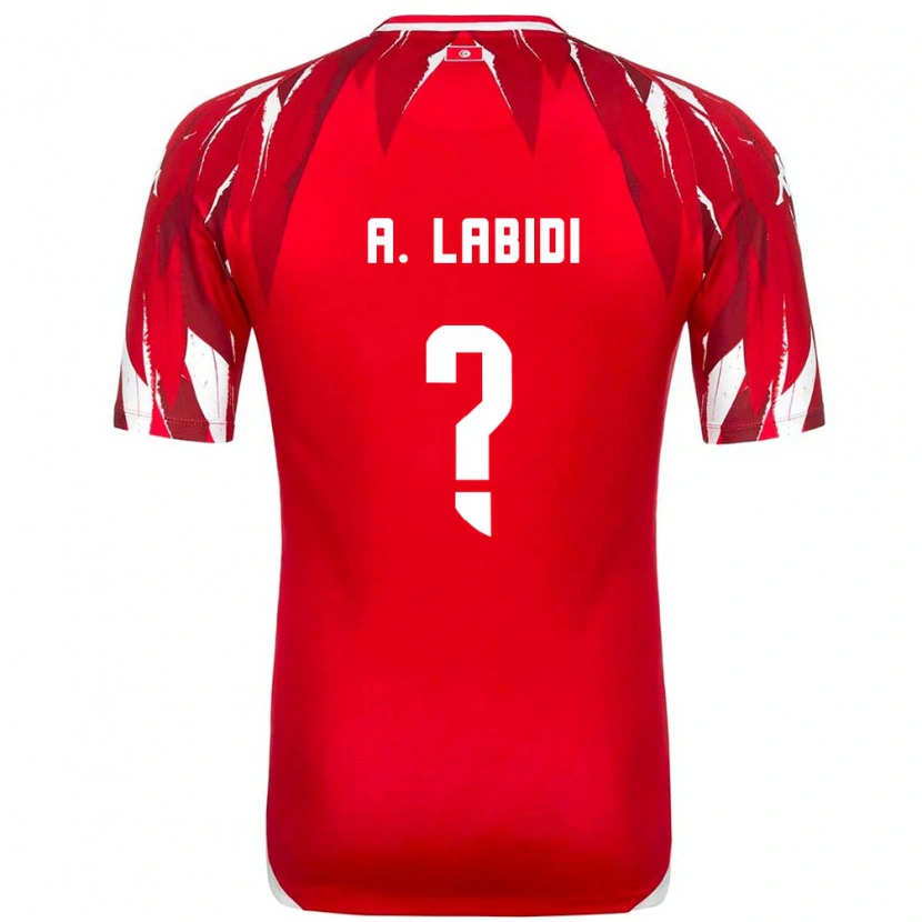 Danxen Hombre Camiseta Túnez Ahmed Labidi #0 Rojo Blanco 2ª Equipación 26-28 La Camisa México