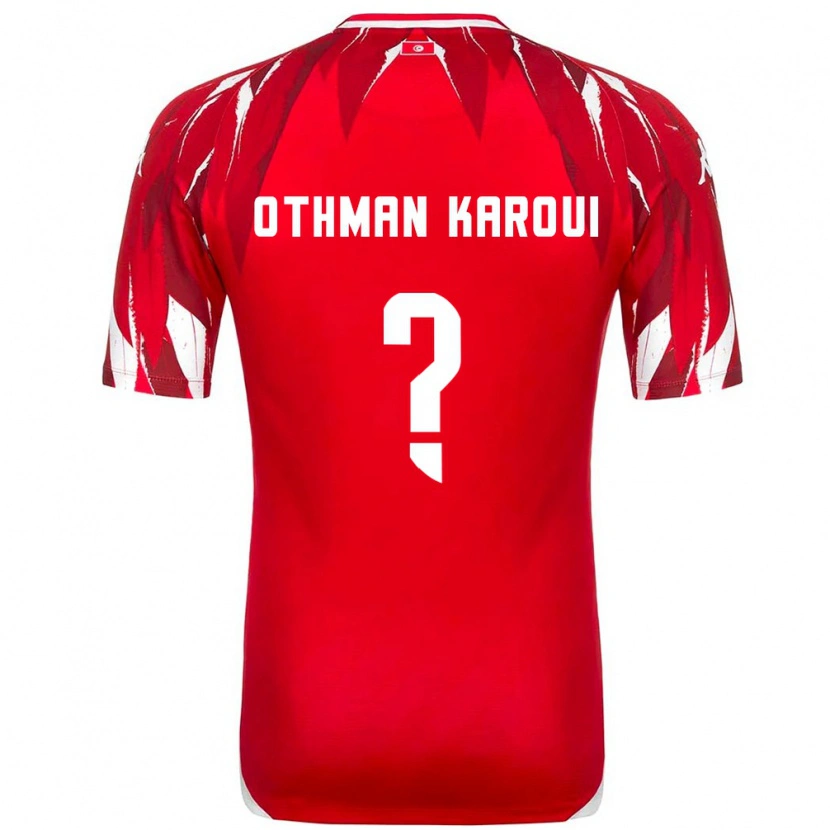 Danxen Hombre Camiseta Túnez Mohamed Othman Karoui #0 Rojo Blanco 2ª Equipación 26-28 La Camisa México