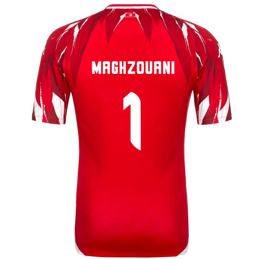 Danxen Hombre Camiseta Túnez Wassim Maghzouani #1 Rojo Blanco 2ª Equipación 26-28 La Camisa México