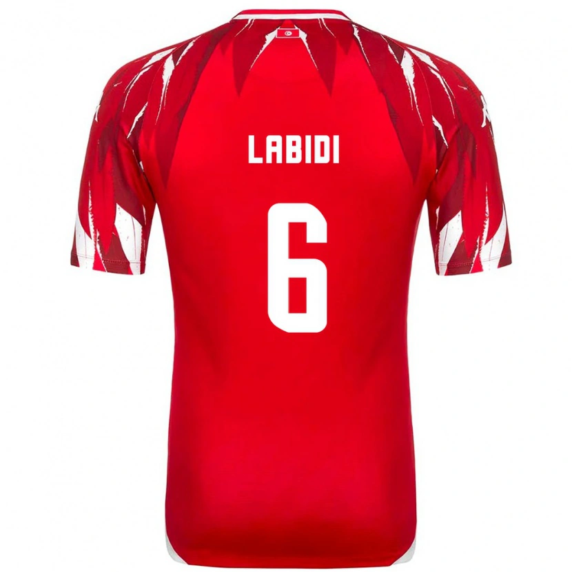 Danxen Hombre Camiseta Túnez Hamza Labidi #6 Rojo Blanco 2ª Equipación 26-28 La Camisa México