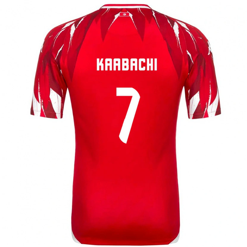 Danxen Hombre Camiseta Túnez Ella Kaabachi #7 Rojo Blanco 2ª Equipación 26-28 La Camisa México