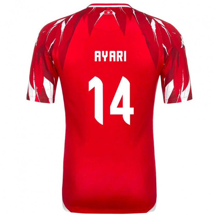 Danxen Hombre Camiseta Túnez Khalil Ayari #14 Rojo Blanco 2ª Equipación 26-28 La Camisa México