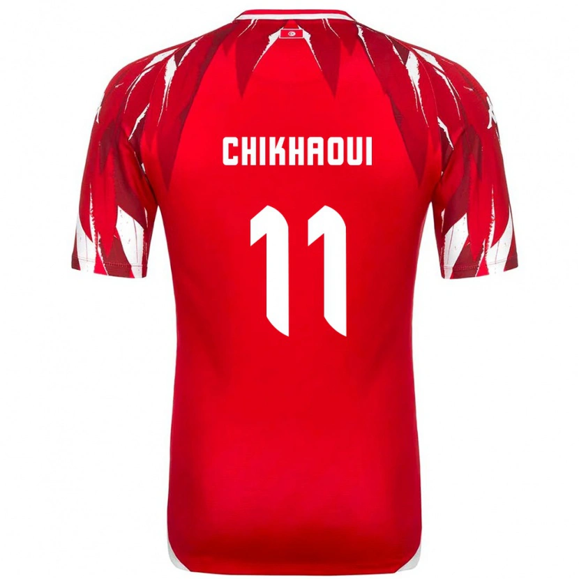 Danxen Hombre Camiseta Túnez Mahdi Chikhaoui #11 Rojo Blanco 2ª Equipación 26-28 La Camisa México