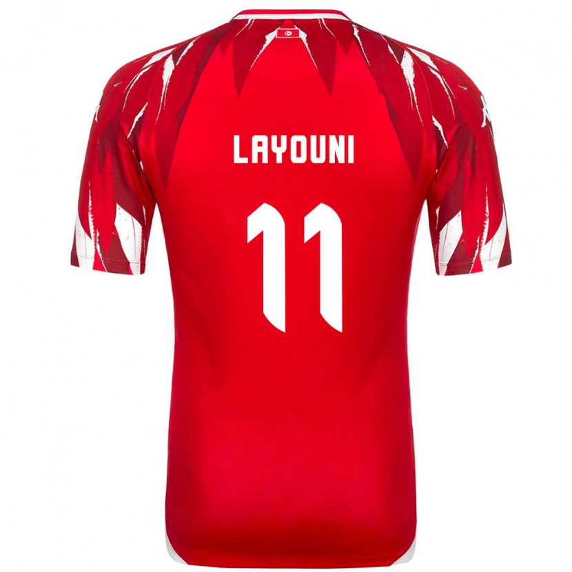 Danxen Hombre Camiseta Túnez Amor Layouni #11 Rojo Blanco 2ª Equipación 26-28 La Camisa México