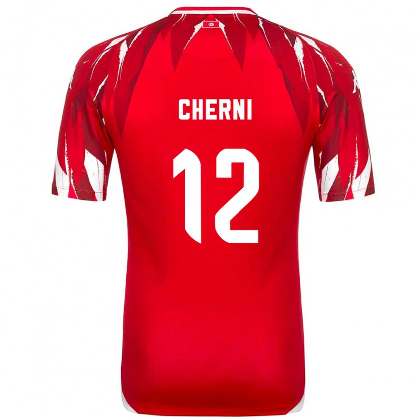 Danxen Hombre Camiseta Túnez Amin Cherni #12 Rojo Blanco 2ª Equipación 26-28 La Camisa México
