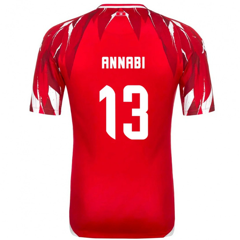 Danxen Hombre Camiseta Túnez Ilias Annabi #13 Rojo Blanco 2ª Equipación 26-28 La Camisa México