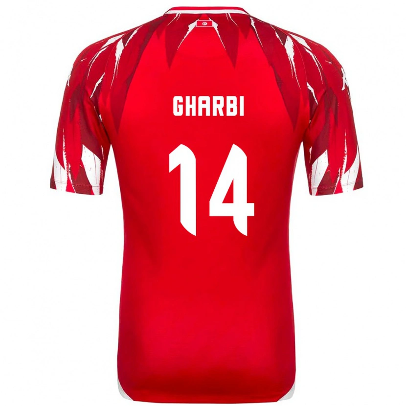 Danxen Hombre Camiseta Túnez Moncef Gharbi #14 Rojo Blanco 2ª Equipación 26-28 La Camisa México