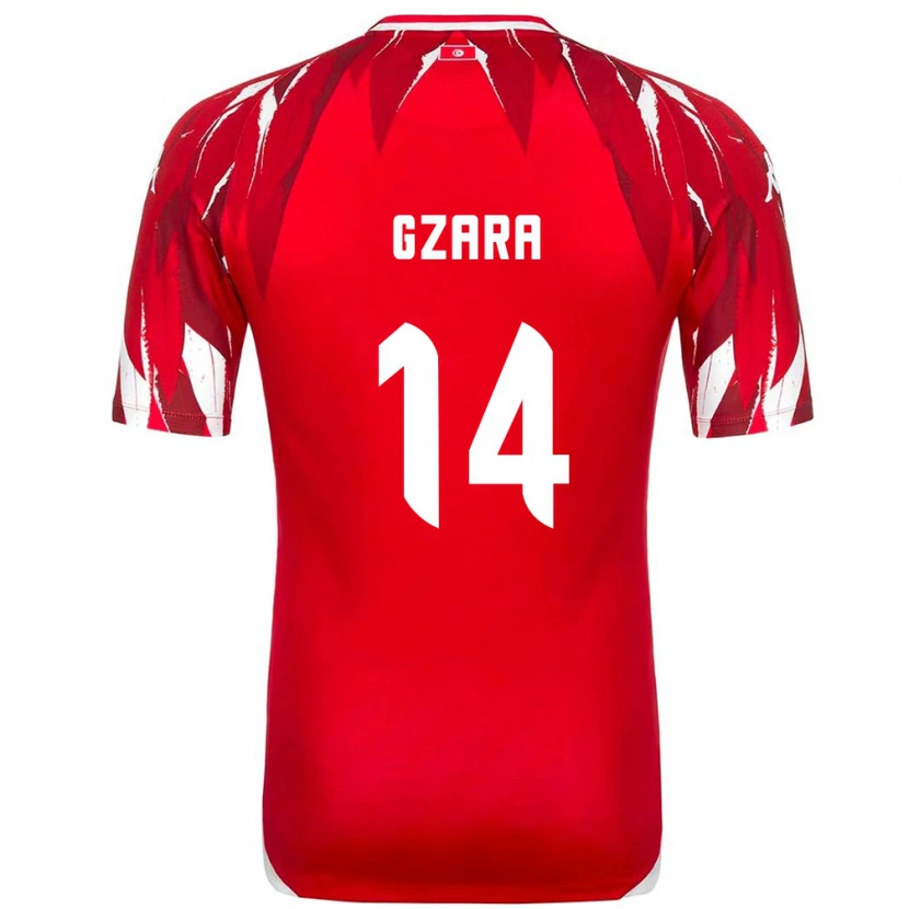 Danxen Hombre Camiseta Túnez Ahmed Gzara #14 Rojo Blanco 2ª Equipación 26-28 La Camisa México