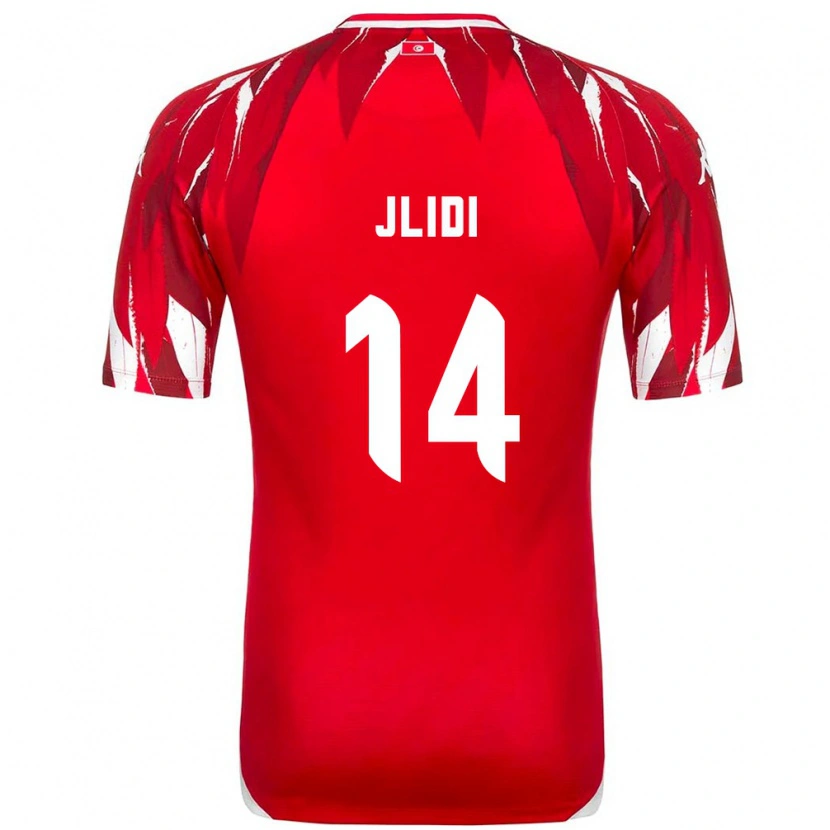 Danxen Hombre Camiseta Túnez Yahia Jlidi #14 Rojo Blanco 2ª Equipación 26-28 La Camisa México