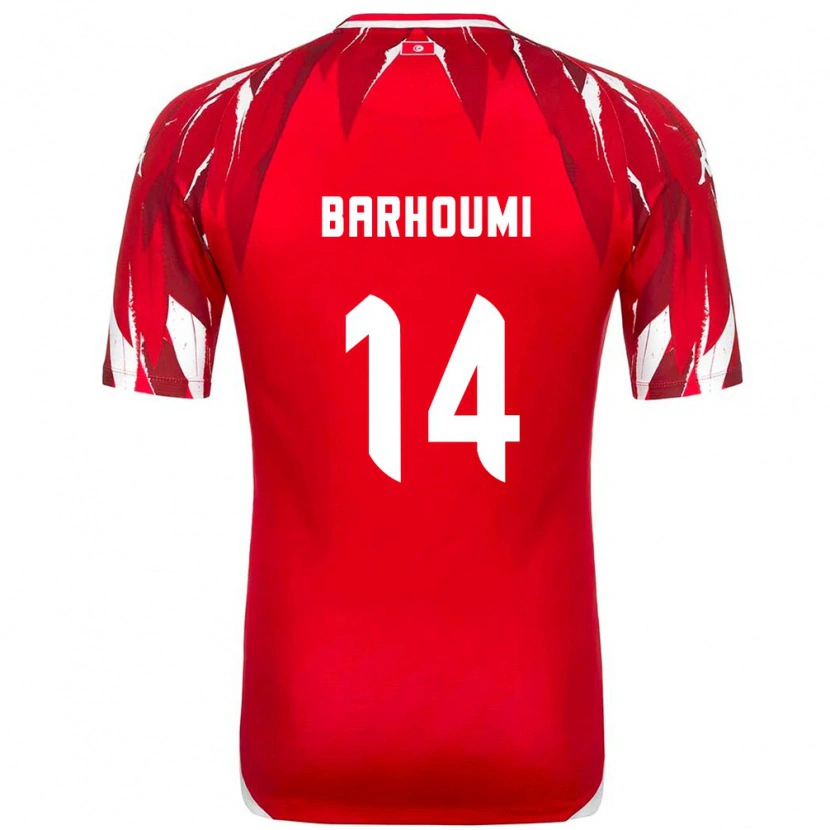 Danxen Hombre Camiseta Túnez Salah Barhoumi #14 Rojo Blanco 2ª Equipación 26-28 La Camisa México