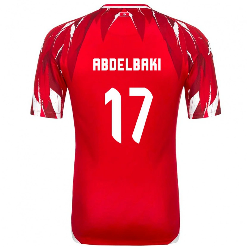 Danxen Hombre Camiseta Túnez Aziz Abdelbaki #17 Rojo Blanco 2ª Equipación 26-28 La Camisa México