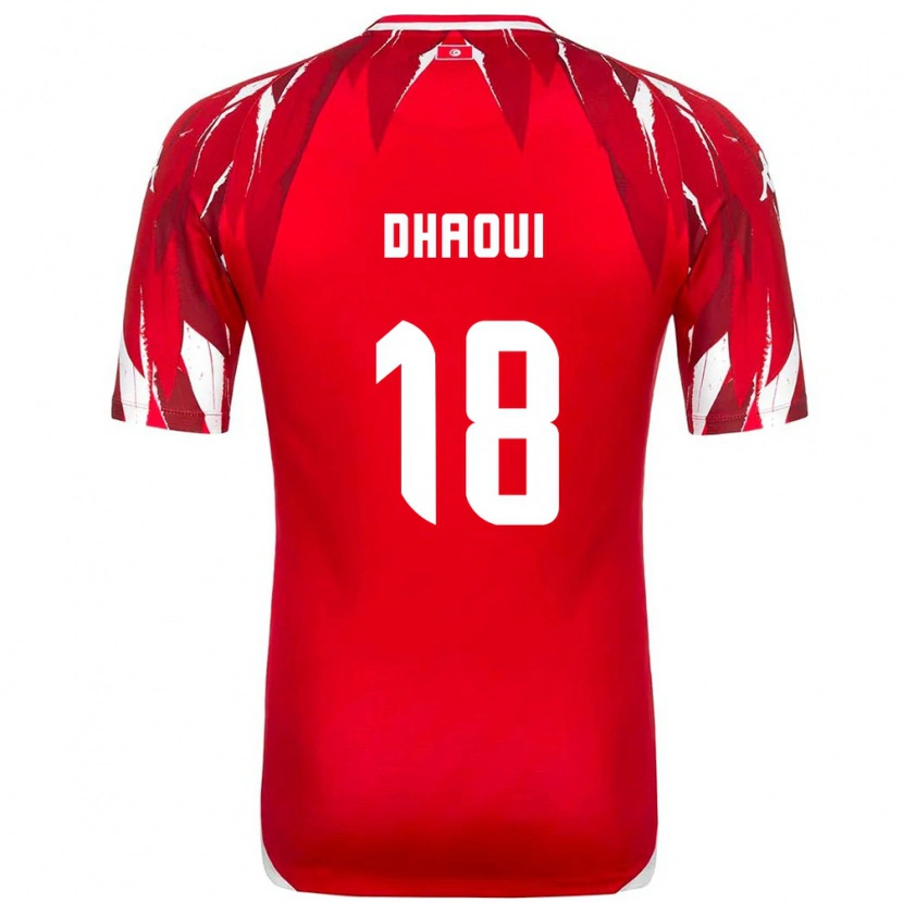 Danxen Hombre Camiseta Túnez Mouhamed Dhaoui #18 Rojo Blanco 2ª Equipación 26-28 La Camisa México