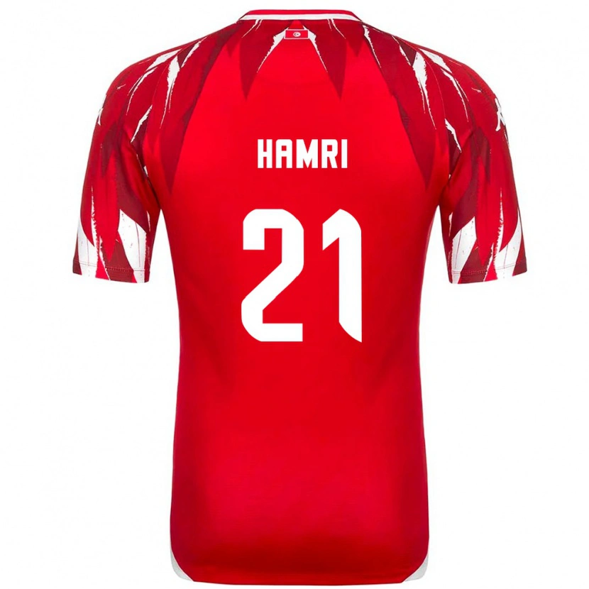 Danxen Hombre Camiseta Túnez Rabii Hamri #21 Rojo Blanco 2ª Equipación 26-28 La Camisa México
