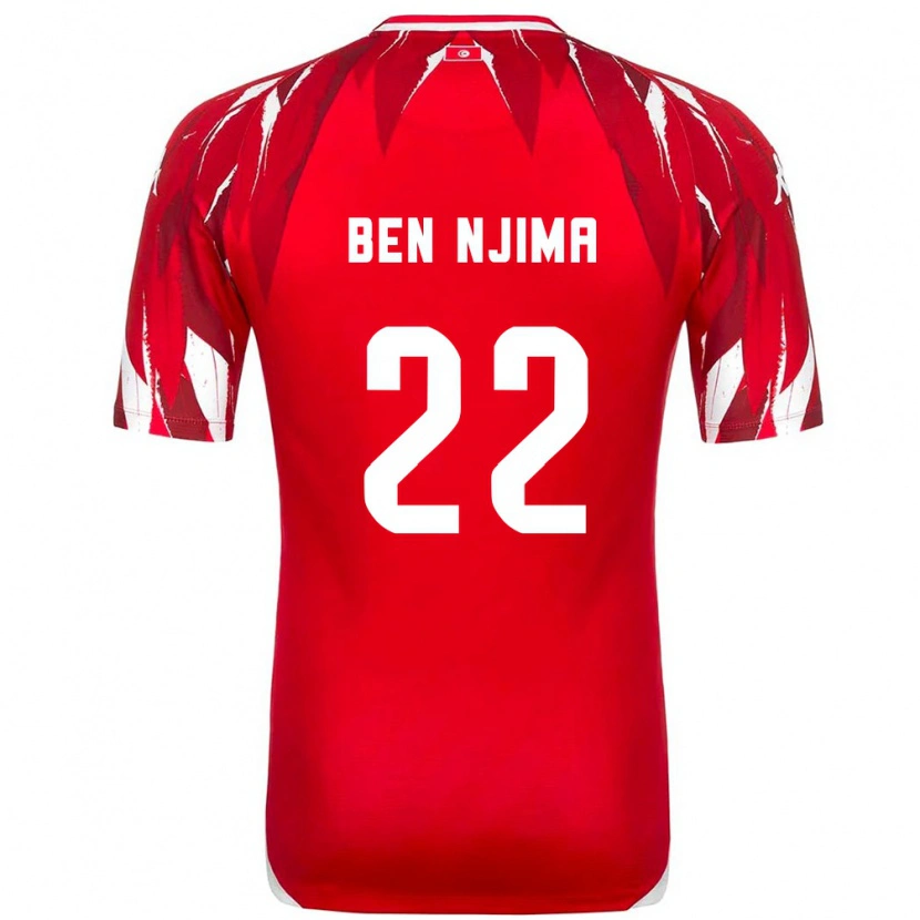 Danxen Hombre Camiseta Túnez Firas Ben Njima #22 Rojo Blanco 2ª Equipación 26-28 La Camisa México