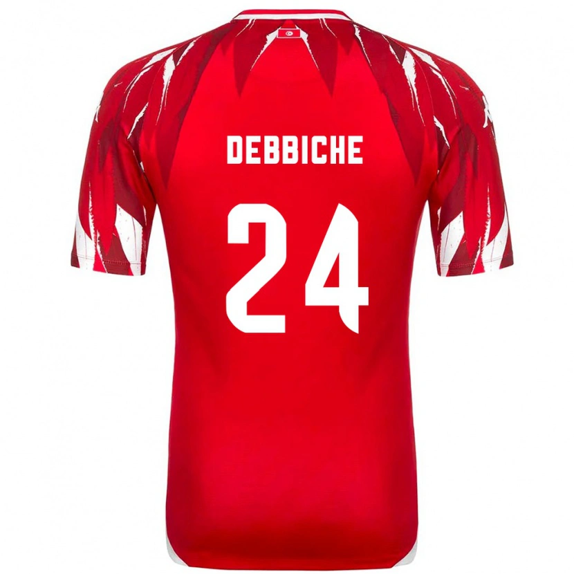 Danxen Hombre Camiseta Túnez Wael Debbiche #24 Rojo Blanco 2ª Equipación 26-28 La Camisa México