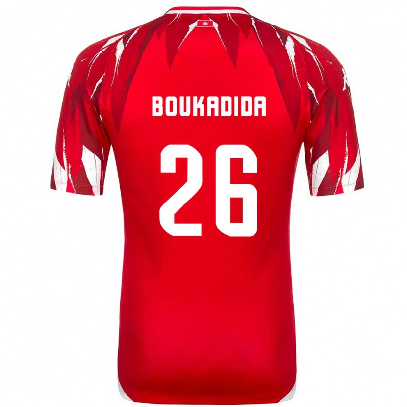 Danxen Hombre Camiseta Túnez Rayan Boukadida #26 Rojo Blanco 2ª Equipación 26-28 La Camisa México
