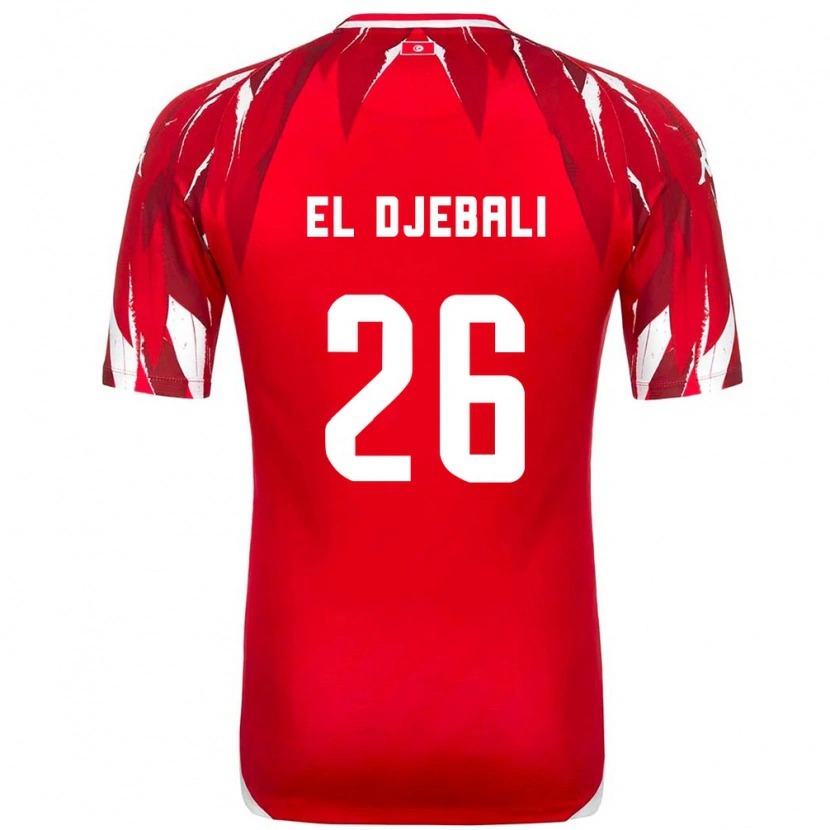 Danxen Hombre Camiseta Túnez Chaim El Djebali #26 Rojo Blanco 2ª Equipación 26-28 La Camisa México