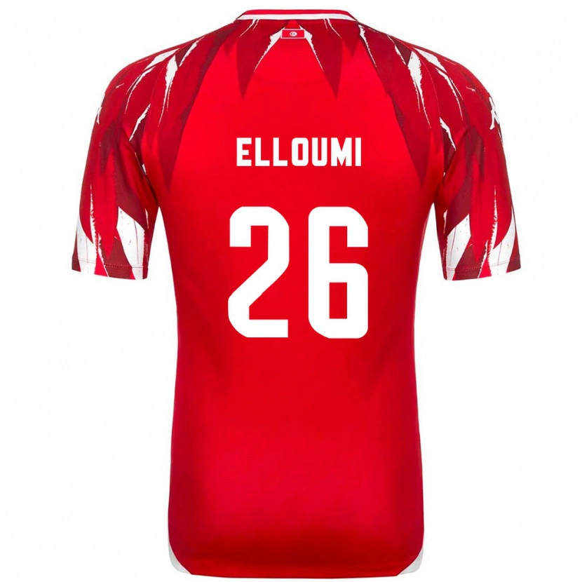 Danxen Hombre Camiseta Túnez Khalil Elloumi #26 Rojo Blanco 2ª Equipación 26-28 La Camisa México