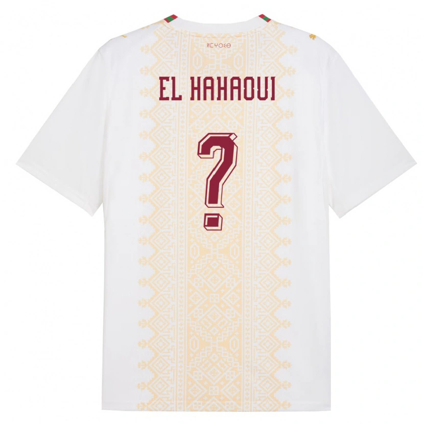 Danxen Hombre Camiseta Marruecos Ayman El Hahaoui #0 Blanco Oro Rojo 2ª Equipación 26-28 La Camisa México