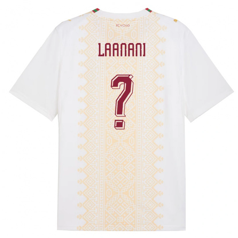 Danxen Hombre Camiseta Marruecos Kamal Laanani #0 Blanco Oro Rojo 2ª Equipación 26-28 La Camisa México