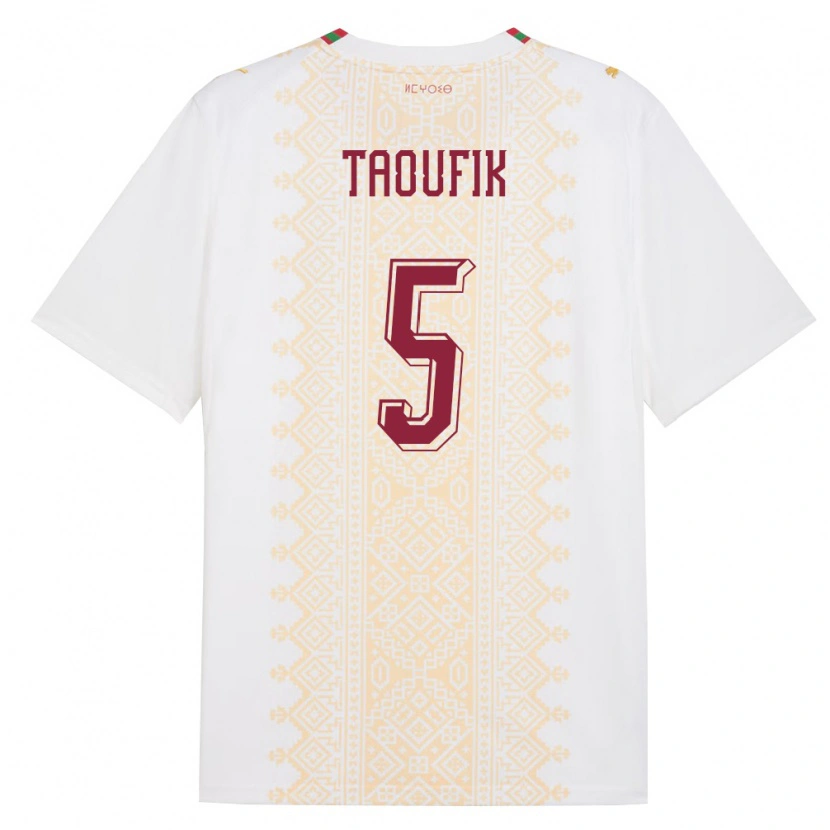 Danxen Hombre Camiseta Marruecos Rayane Taoufik #5 Blanco Oro Rojo 2ª Equipación 26-28 La Camisa México