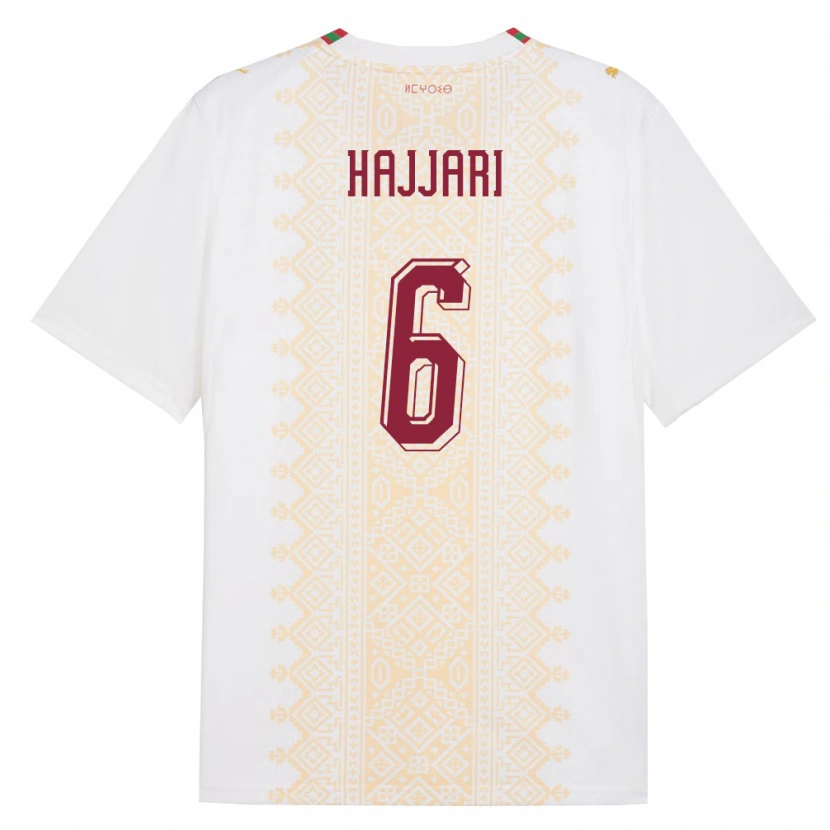 Danxen Hombre Camiseta Marruecos Rayhan Hajjari #6 Blanco Oro Rojo 2ª Equipación 26-28 La Camisa México