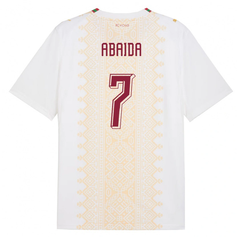 Danxen Hombre Camiseta Marruecos Haitam Abaida #7 Blanco Oro Rojo 2ª Equipación 26-28 La Camisa México