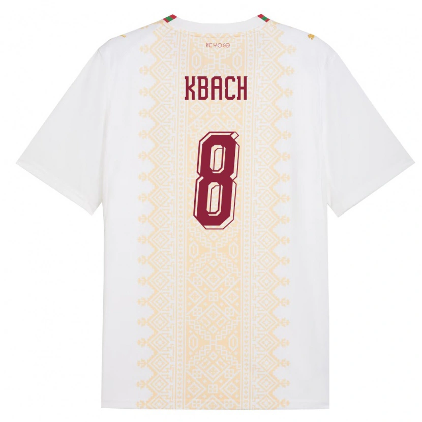 Danxen Hombre Camiseta Marruecos Hamza Kbach #8 Blanco Oro Rojo 2ª Equipación 26-28 La Camisa México