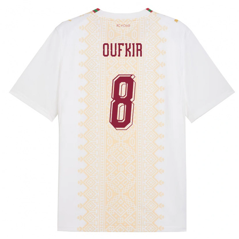 Danxen Hombre Camiseta Marruecos Oussama Oufkir #8 Blanco Oro Rojo 2ª Equipación 26-28 La Camisa México