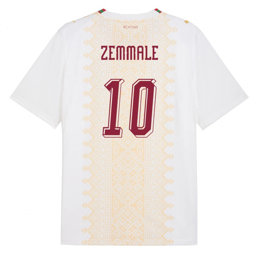 Danxen Hombre Camiseta Marruecos Elias Zemmale #10 Blanco Oro Rojo 2ª Equipación 26-28 La Camisa México