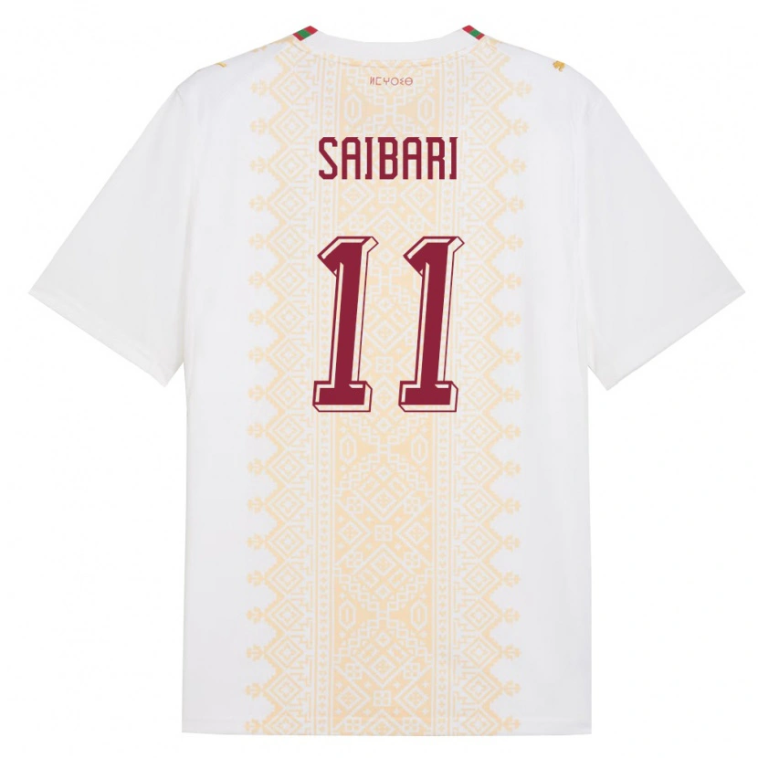 Danxen Hombre Camiseta Marruecos Ismael Saibari #11 Blanco Oro Rojo 2ª Equipación 26-28 La Camisa México