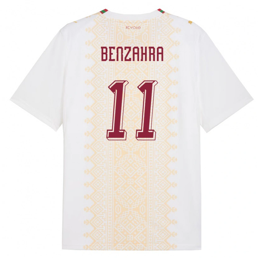 Danxen Hombre Camiseta Marruecos Safouane Benzahra #11 Blanco Oro Rojo 2ª Equipación 26-28 La Camisa México