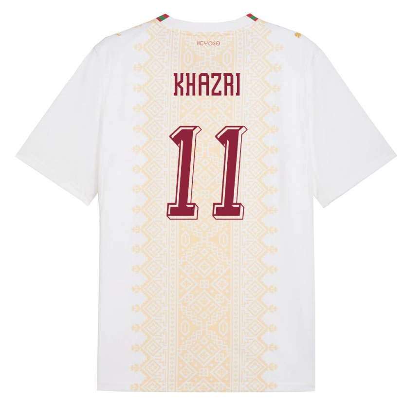 Danxen Hombre Camiseta Marruecos Anas Khazri #11 Blanco Oro Rojo 2ª Equipación 26-28 La Camisa México