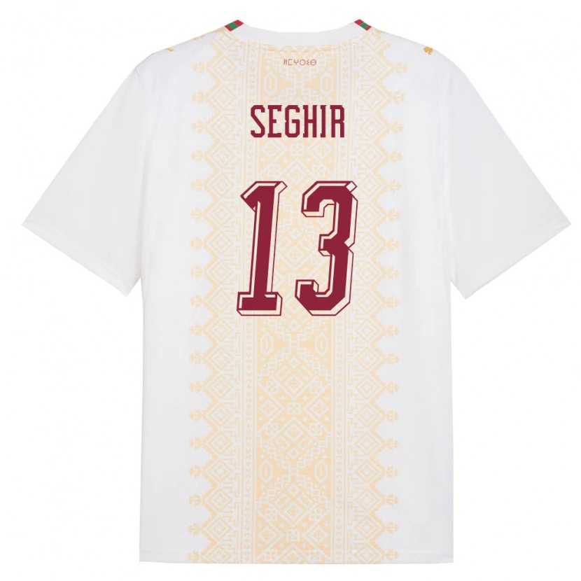 Danxen Hombre Camiseta Marruecos Sabah Seghir #13 Blanco Oro Rojo 2ª Equipación 26-28 La Camisa México