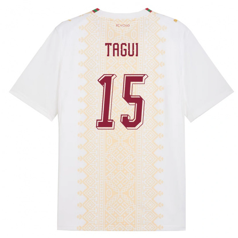 Danxen Hombre Camiseta Marruecos Salah-Eddine Tagui #15 Blanco Oro Rojo 2ª Equipación 26-28 La Camisa México