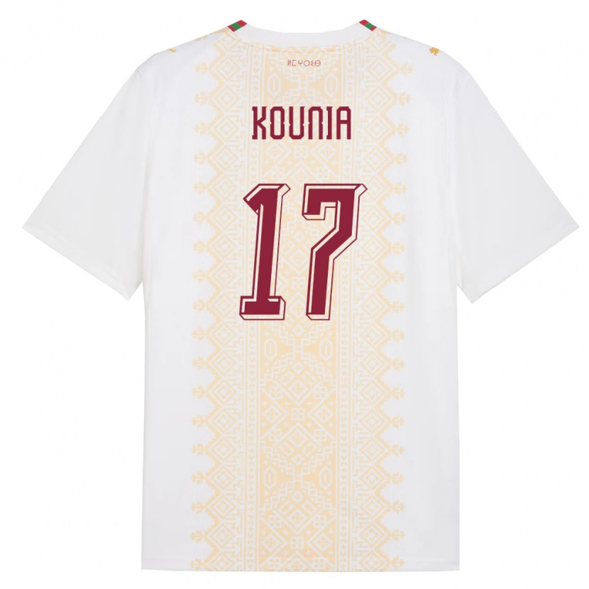Danxen Hombre Camiseta Marruecos Houssam Kounia #17 Blanco Oro Rojo 2ª Equipación 26-28 La Camisa México