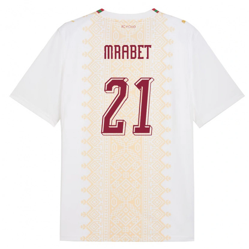 Danxen Hombre Camiseta Marruecos Yasmin Mrabet #21 Blanco Oro Rojo 2ª Equipación 26-28 La Camisa México
