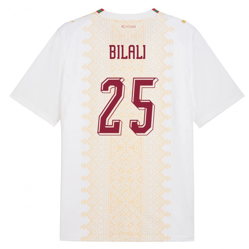 Danxen Hombre Camiseta Marruecos Elias Bilali #25 Blanco Oro Rojo 2ª Equipación 26-28 La Camisa México